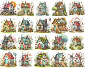 Watercolor Spring House. AI generated illustration