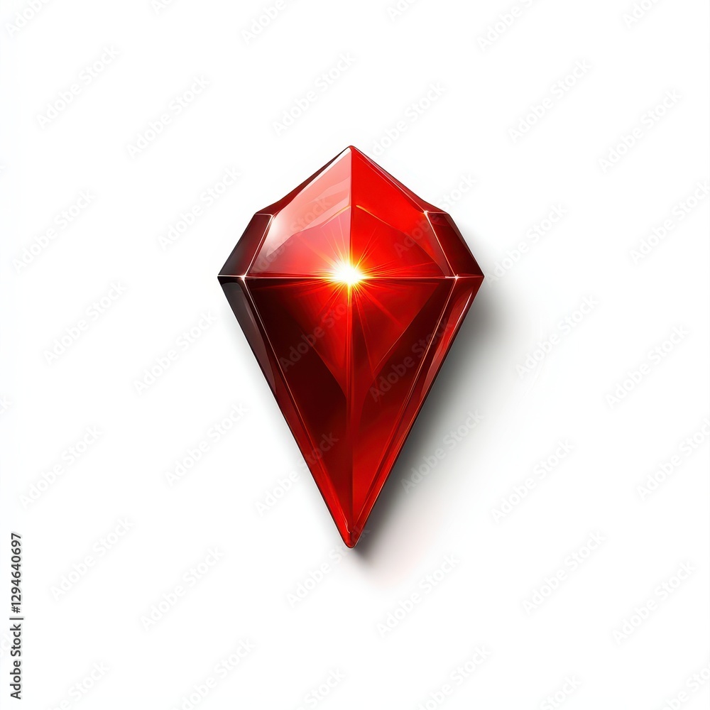 Poster shiny scarlet 3d location marker on clean background with subtle shadow