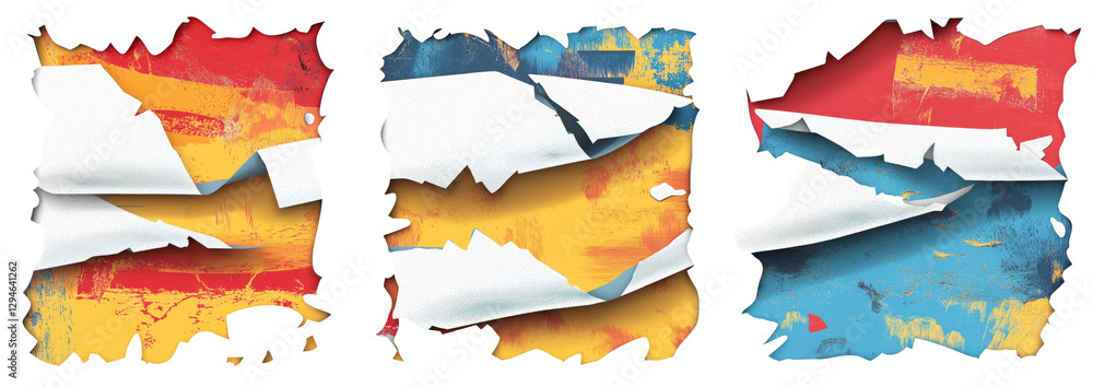 Poster torn abstract posters: captivating display of torn abstract posters with dynamic textures and vibran
