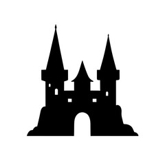Obraz premium Minimalist black silhouette of a castle with three towers on a white background
