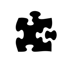 Minimalist black silhouette of a puzzle piece symbolizing problem-solving and unity