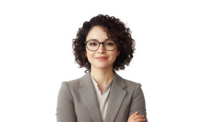 Confident Professional: A portrait of a sophisticated woman, her calm demeanor and gentle smile projecting confidence. She embodies the essence of a successful businesswoman.