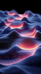 Fototapeta premium Abstract Wave Patterns with Glowing Highlights in Dark Background