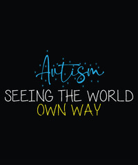  Autism Seeing The World Own Way, Autism Awareness T-Shirt, Light It Up Blue Shirt, Neurodiversity Support Tee, Autism Acceptance Clothing, Inclusion Matters T-Shirt, Shirt Print Template