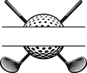 Golf clubs crossed with ball vector illustration.