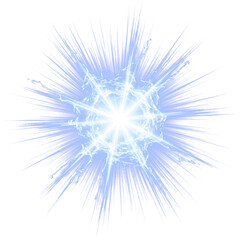 Glowing and Bright Blue Energy Burst isolated on a transparent background