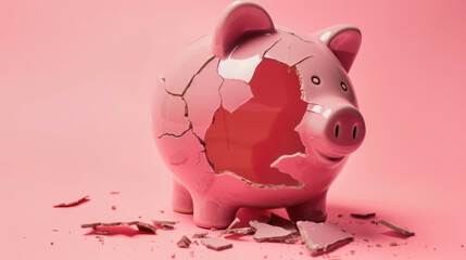 broken piggy bank representing economic crisis
