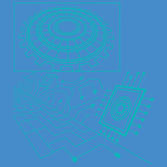 Futuristic 3D Grid Wire frame – Cyber Tech AI Network Background