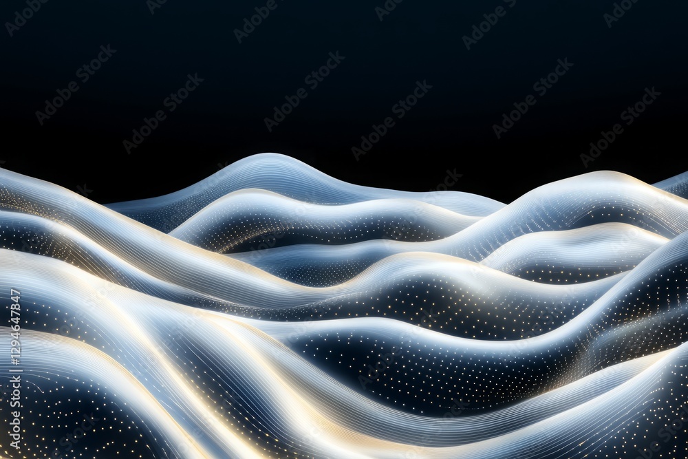 Poster futuristic abstract wave dot particle background isolate, abstract background with a wave of dots on