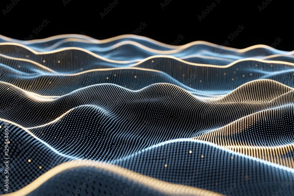 Poster futuristic abstract wave dot particle background isolate, abstract background with a wave of dots on