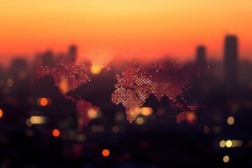 a world map with global stock market trends and graphs on it, representing the theme 'Global Financial Landscape' Generative AI