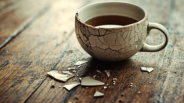 The broken cup represents brokenness, hurt, and pain in life's challenges
