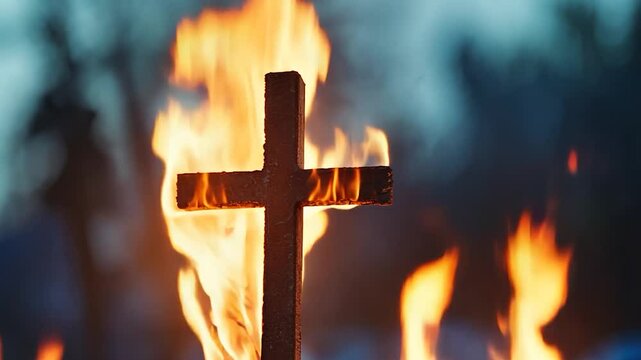 Burning Cross in Flames