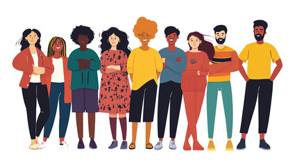 Fototapeta premium Diverse group of people standing together in a collaborative atmosphere. Generative AI