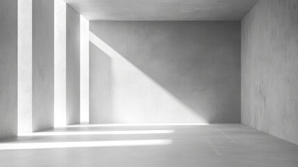 Obraz premium Minimalist interior with light beams in a spacious room