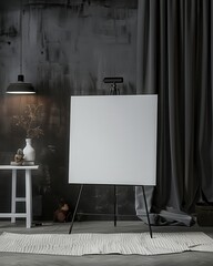 Artistic blank canvas displayed in a minimalist studio modern design creative inspiration