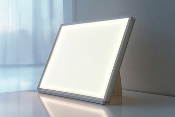 Modern light panel design home office product photography minimalist bright contemporary style