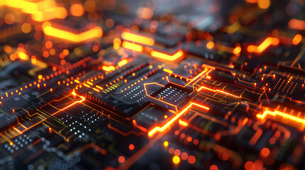 Obraz premium Quantum Computing Fractal Network with Glowing AI-Driven Connections