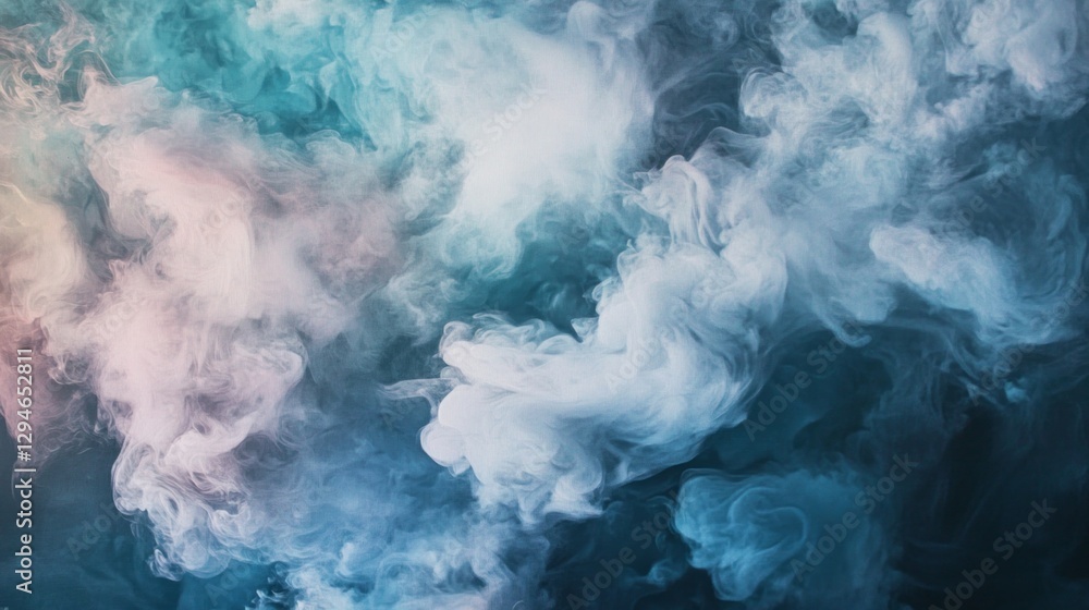 Poster soft, pastel clouds swirl gracefully across a deep blue canvas, creating a mesmerizing blend of colo