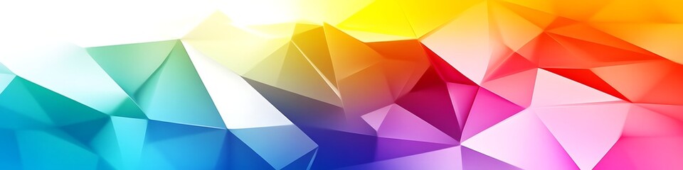 Radiant geometric harmony with vibrant triangles and a luminous white space







