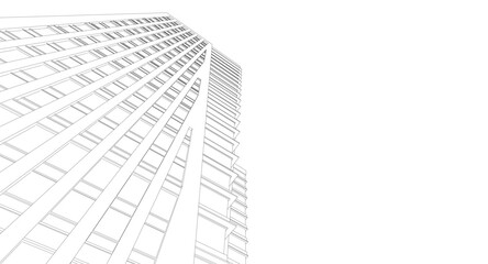 Modern Skyscraper Wireframe. Futuristic Urban Architecture in Abstract Perspective © Svitlana