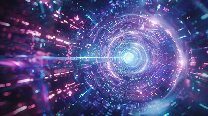 Obraz premium Quantum Singularity Computing Hub with Mesmerizing Photonic Data