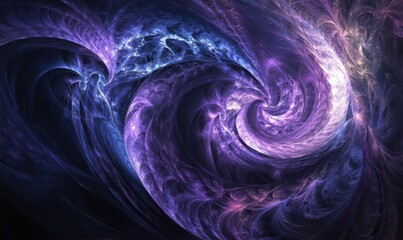 Abstract digital swirl in purple and blue tones, symbolizing modern technology and fluidity in digital space.