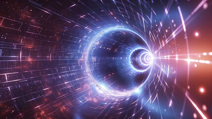 Obraz premium Quantum Teleportation Anomaly with Pulsating Photonic Data Streams