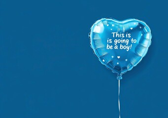 Blue heart-shaped balloon announces baby boy, celebrating joyful news of upcoming arrival