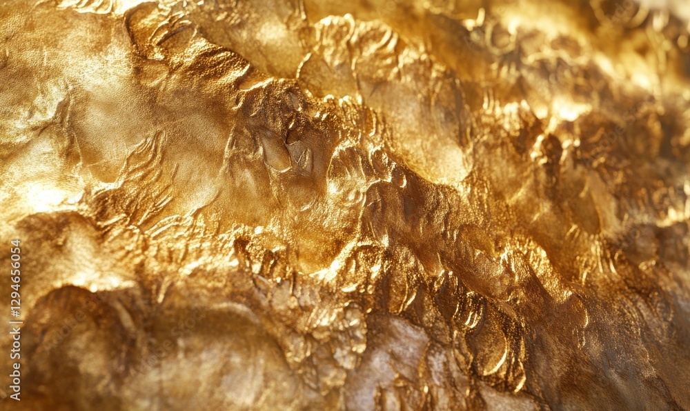 Poster abstract metallic gold textures with intricate wrinkles and shimmering highlights, illuminated by so