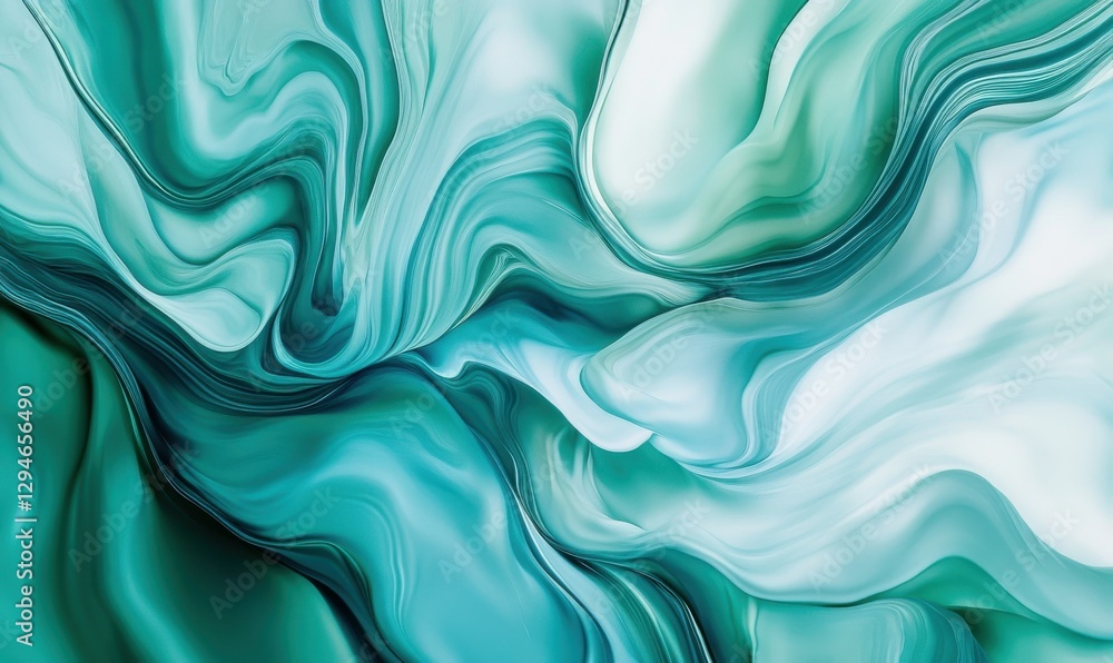 Poster abstract ripple effect in shades of blue and turquoise, soft gradients and smooth textures creating 
