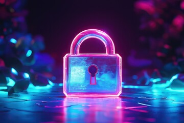 Protection and security symbolized through digital lock, online focus.