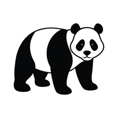 panda bear silhouette isolated on white background