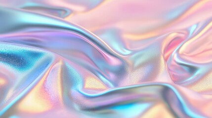Obraz premium Shimmering Iridescent Fabric Background with Gentle Waves and Folds