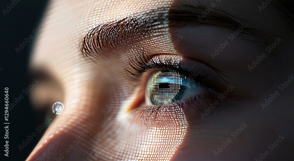 Poster the concept of iris recognition is applied to a smart contact lens, created using mixed media