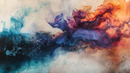 Fototapeta premium Abstract Fluid Art Painting with Vibrant Blue Orange and Purple Hues