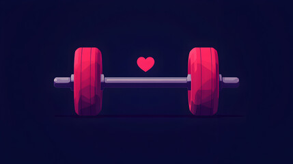 Weightlifting passion barbell with heart in minimalist design gym setting digital art