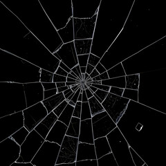 Obraz premium Abstract Black And White Cracked Glass Radial Pattern Texture