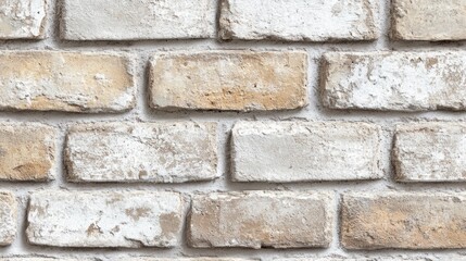 Obraz premium Beige and white distressed brick wall texture background
