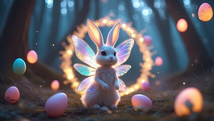 Bright and Unique Easter Bunnies. Colorful Background with Cute and Cheerful Rabbits in a Festive Style for Easter, Design, and Creativity