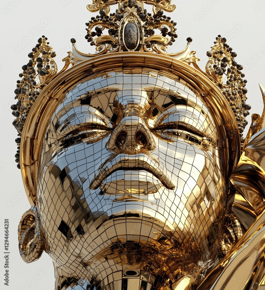 Poster the background features a conceptual and futuristic 3d character, created using 3d rendering
