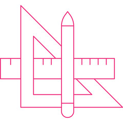 Pencil and Set Square icon single vector illustration