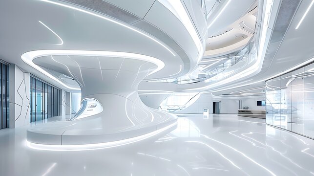 A corporate research center where AI algorithms analyze futuristic marketing campaigns.