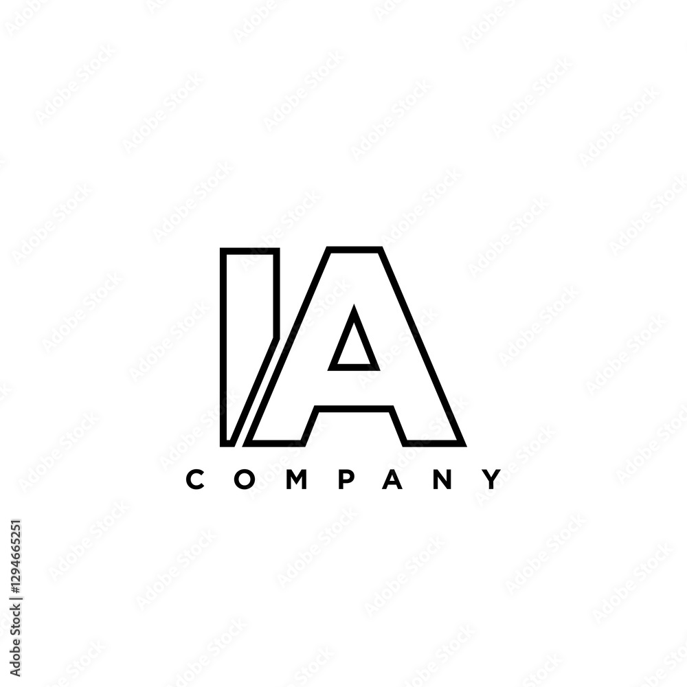 Poster letter i and a, ia logo design template. minimal monogram initial based logotype.