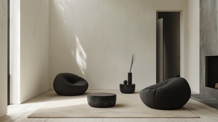 Minimalist home interior design of modern living room.
