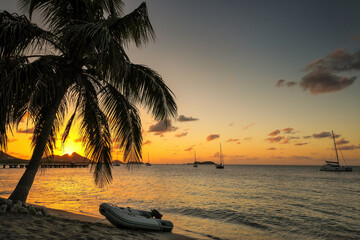 Sunset over Hillsborough Bay, Carriacou Island, Grenada.