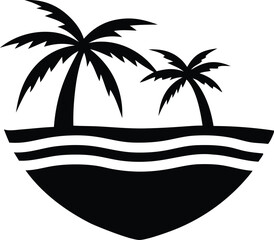 : A beach silhouette vector illustration art