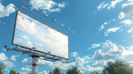 A big billboard on a blue sky backdrop. You can cut out the billboard from the background using the path provided.