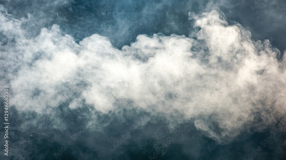 Poster fluffy clouds weave through the deep blue twilight sky, their shapes shifting and changing as the li