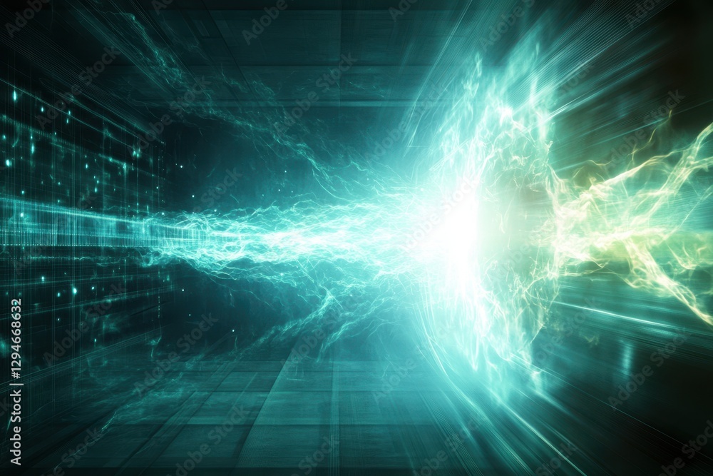 Poster dynamic energy burst within a high-tech environment during an abstract digital event